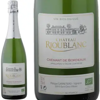 Crémant Brut Bio : Château Rioublanc Crémant de Bordeaux Bio - Brut Nature. 50% Sémillon, 35% Sauvignon, 15% Colombard. Bouteille 75 cl.