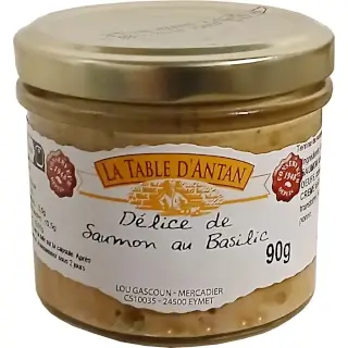 Délice de Saumon au Basilic - 90g : Rillettes de Truite Fumée à la créole Crustarmor - Bretagne. Verrine 90g