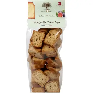 Minis Biscottes aux figues Lou Cocal 125g : Minis Biscottes aux figues Biscuiterie artisanale Lou Cocal Sachet 125g 