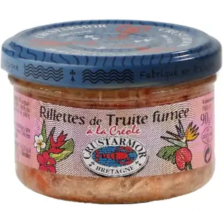 Rillettes de truite Crustarmor - 90g : Rillettes de Truite à la Créole. Crustarmor - Bretagne Pot 90g.