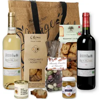 coffret cadeau duo bouteille vin bordeaux, chocolats fins