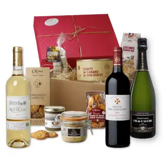 coffret cadeau prestige avec champagne et produits du terroir