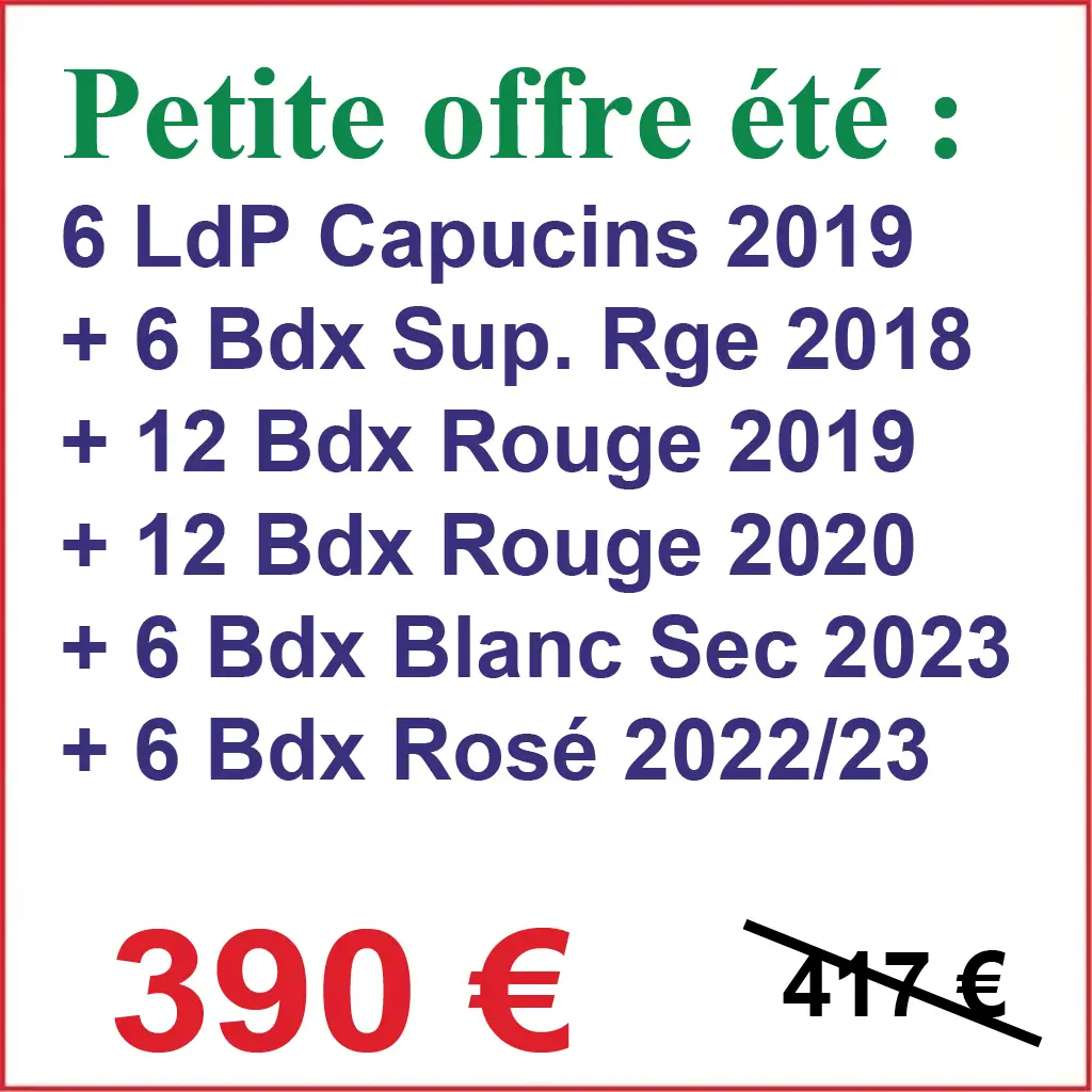 liste bouteilles bordeaux et lalande de pomerol de l'offre d'été