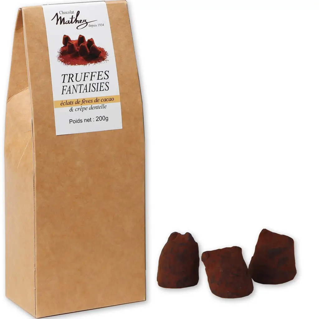 Truffes Eclats de Fèves de Cacao Mathez - 200g : Truffes Mathez